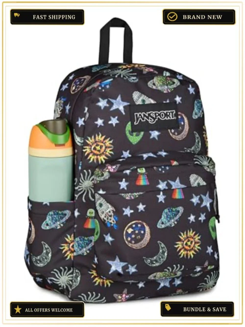 JanSport SuperBreak Plus Backpack 15-Inch Laptop Sleeve Galaxy Glam